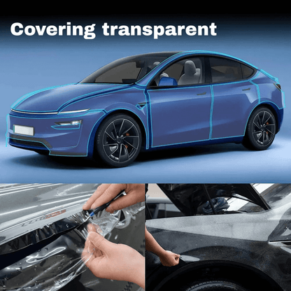 Covering de Protection Transparent pour Tesla Model Y, installation et protection contre les rayures, finition brillante.