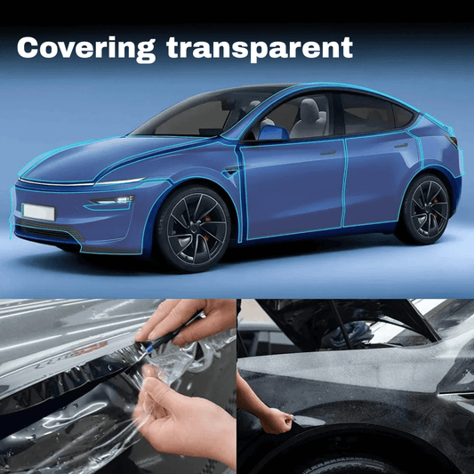 Covering de Protection Transparent pour Tesla Model Y, installation et protection contre les rayures, finition brillante.