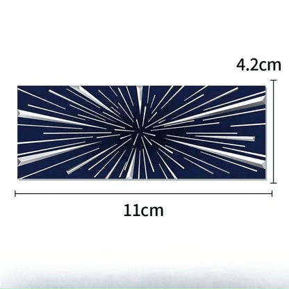 Tesla Launch Edition emblem design featuring shiny metallic accents on a dark background, measuring 11cm x 4.2cm.