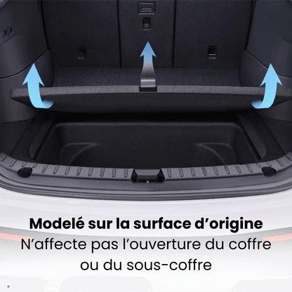 Protection de seuil de coffre pour Tesla Model Y, installation facile sans affecter l'ouverture du coffre.
