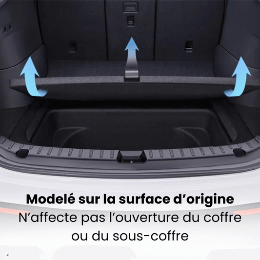 Protection de seuil de coffre pour Tesla Model Y, installation facile sans affecter l'ouverture du coffre.