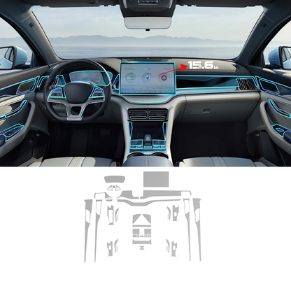 Intérieur de la voiture BYD Seal U avec écran tactile 15,6 pouces et design moderne.