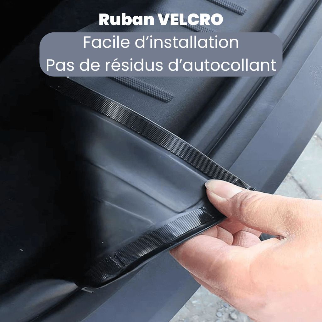 Ruban velcro pour l'installation facile et sans résidus d'autocollant, idéal pour la protection de seuil de coffre.