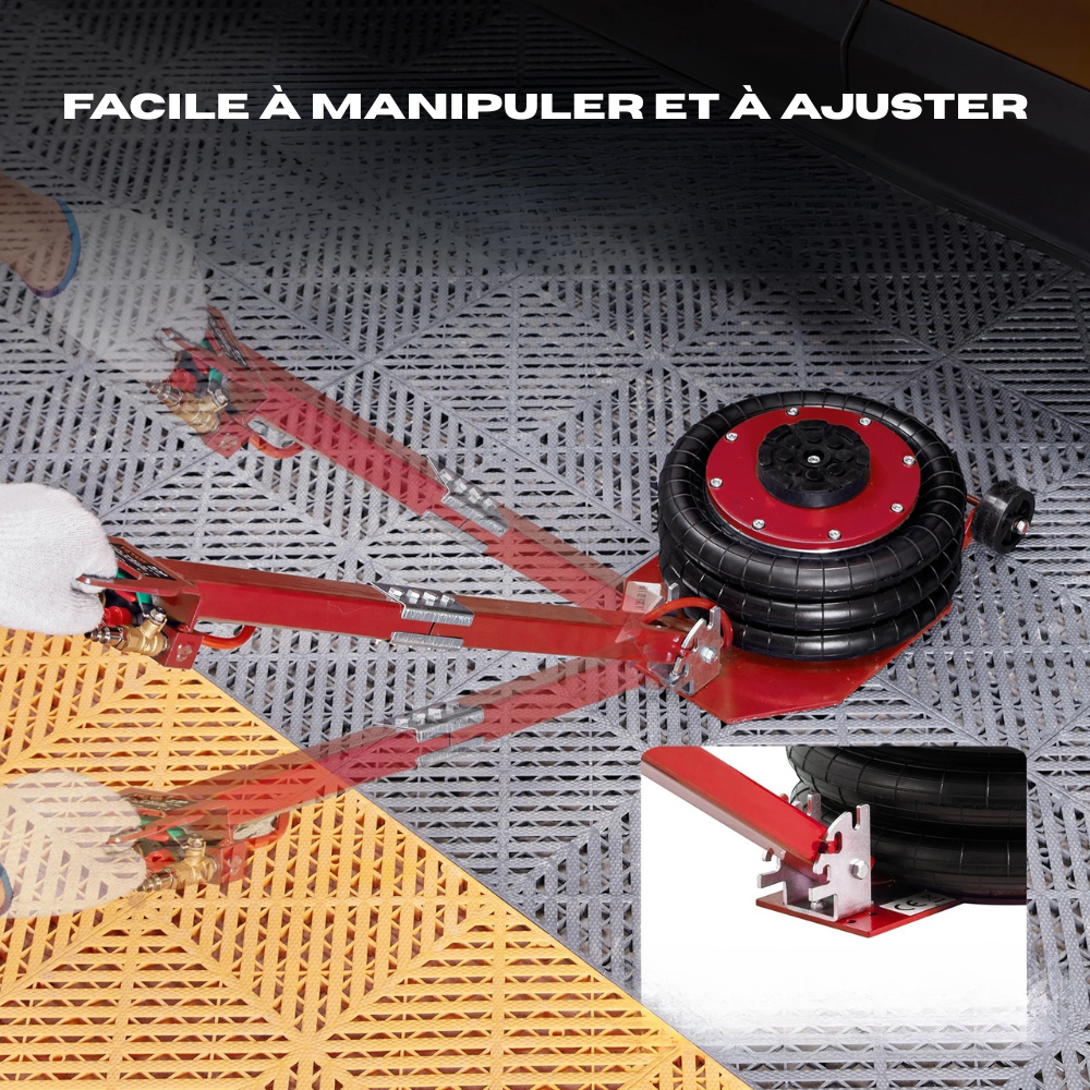 Cric pneumatique facile à manipuler et ajuster, conçu pour véhicules électriques avec performance optimale.