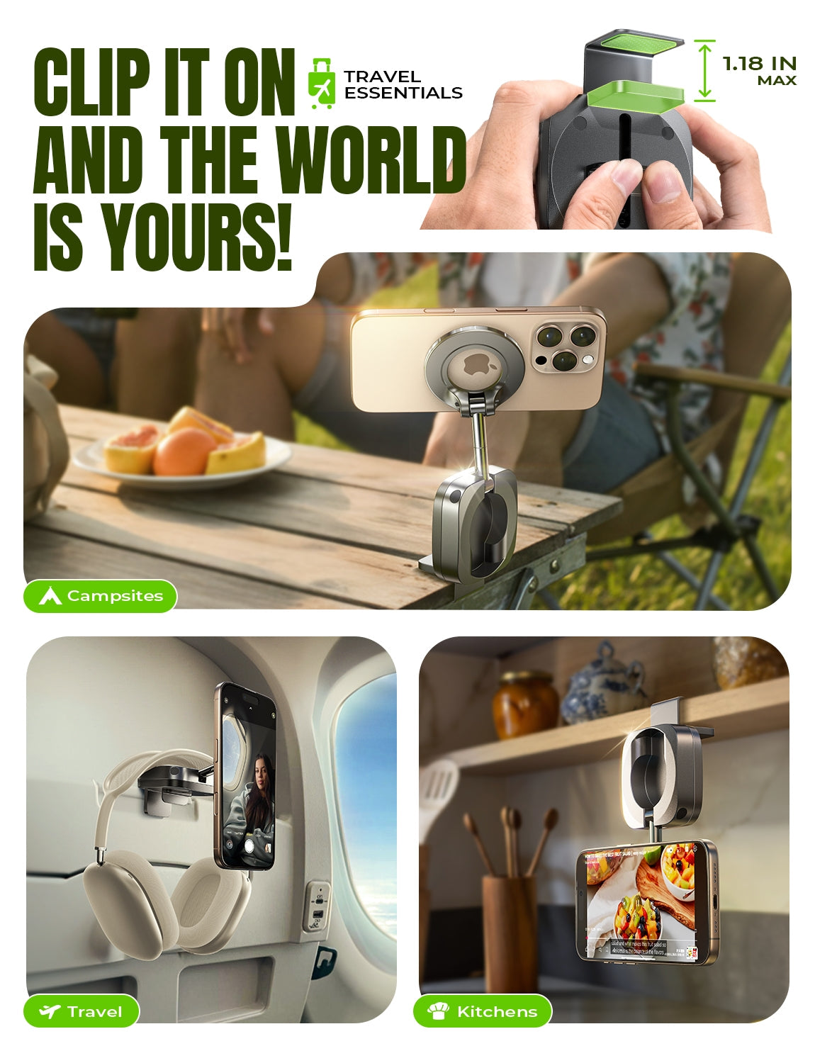 LISEN MagSafe Airplane Travel Phone Holder