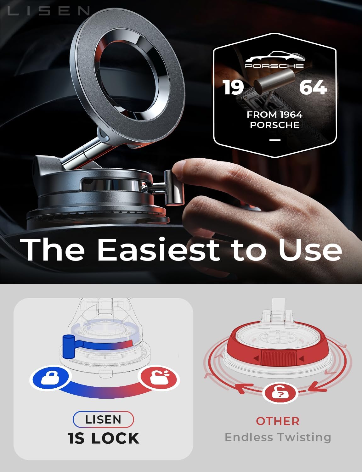 LISEN MagSafe Vacuum Car Mount