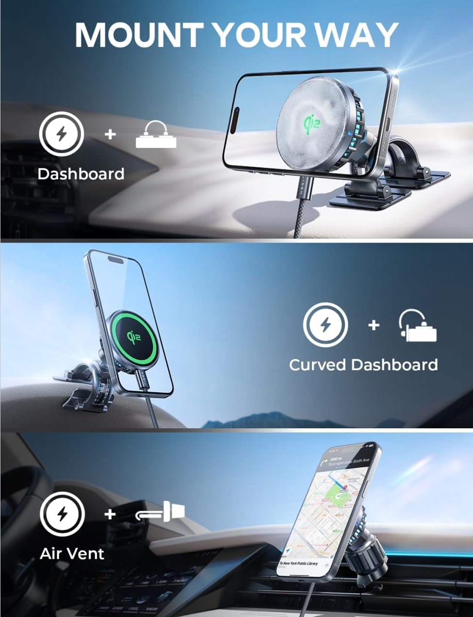 LISEN for Qi2 15W MagSafe Car Mount Charger
