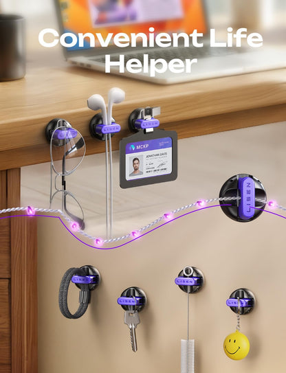 8-Pack Desk Cord Organizers [1S Snap-On] Charging Cable Holder