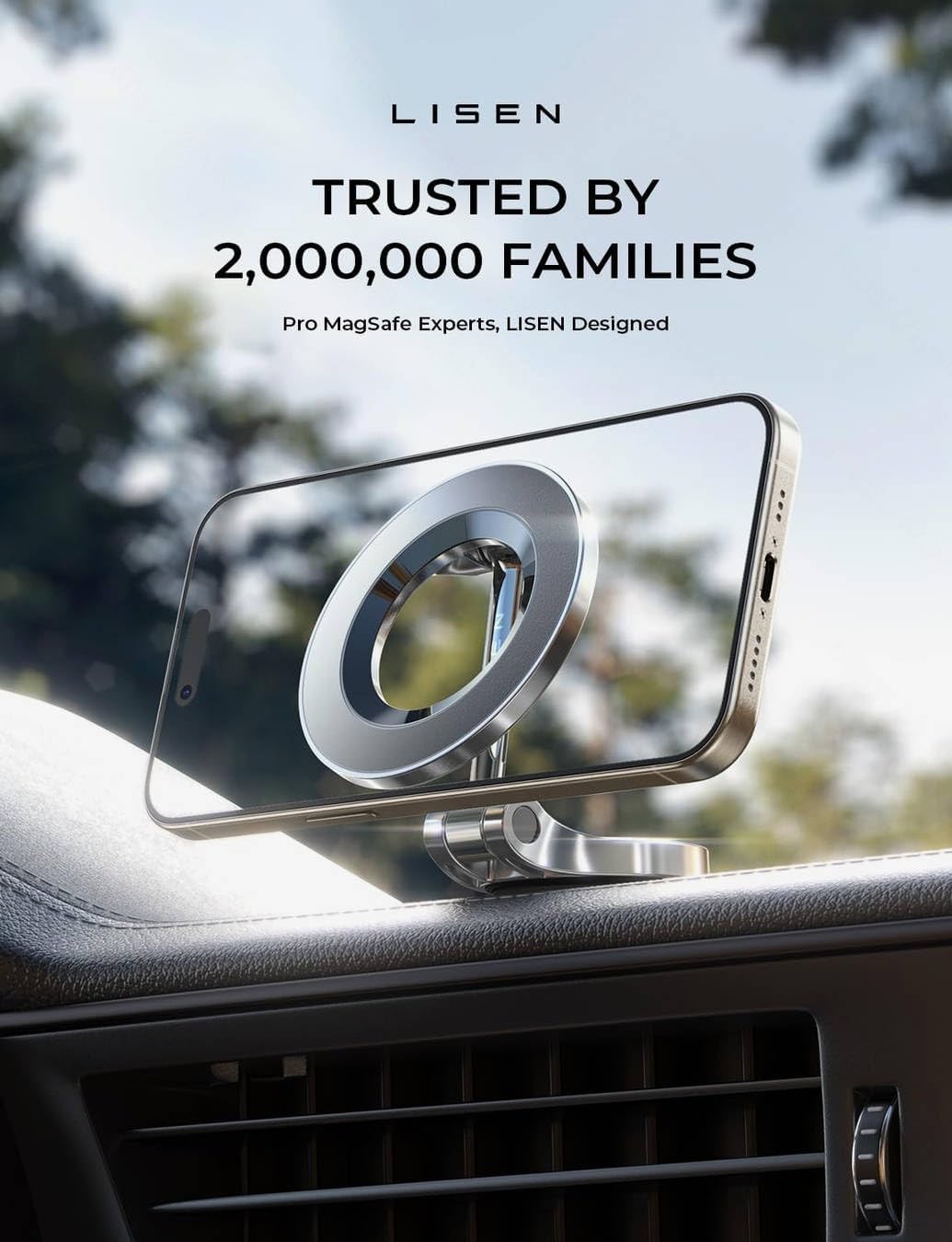 LISEN Mini Magnetic Dashboard MagSafe Car Mount