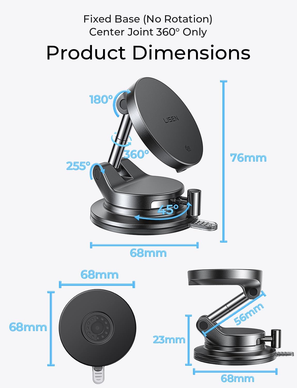 LISEN Qi2.2 25W Magsafe Car Mount Charger
