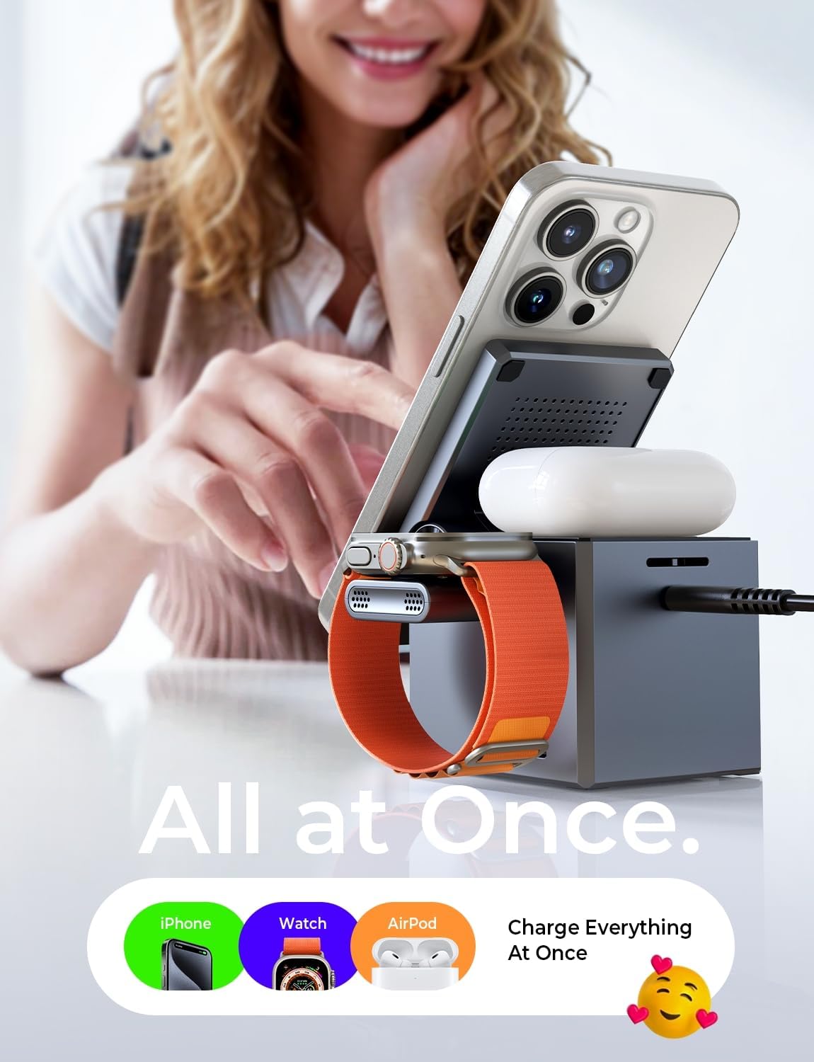 LISEN Qi2 3-in-1 MagSafe Foldable Charging Station