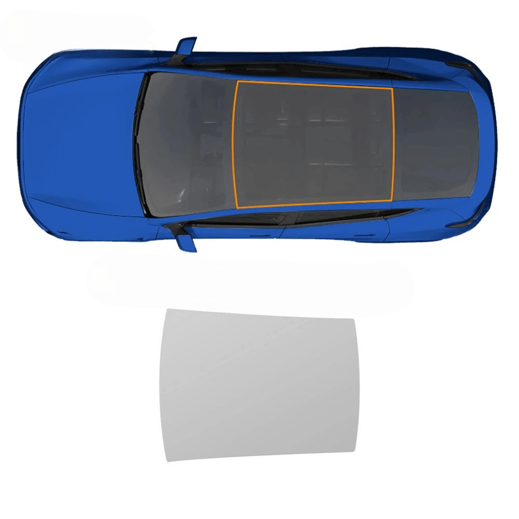 Covering de protection transparent pour toit de Tesla Model Y, installation recommandée avec application humide.