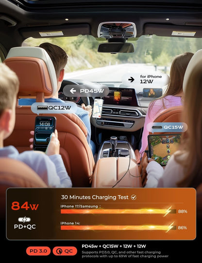 LISEN Retractable 84W Fast Car Charger