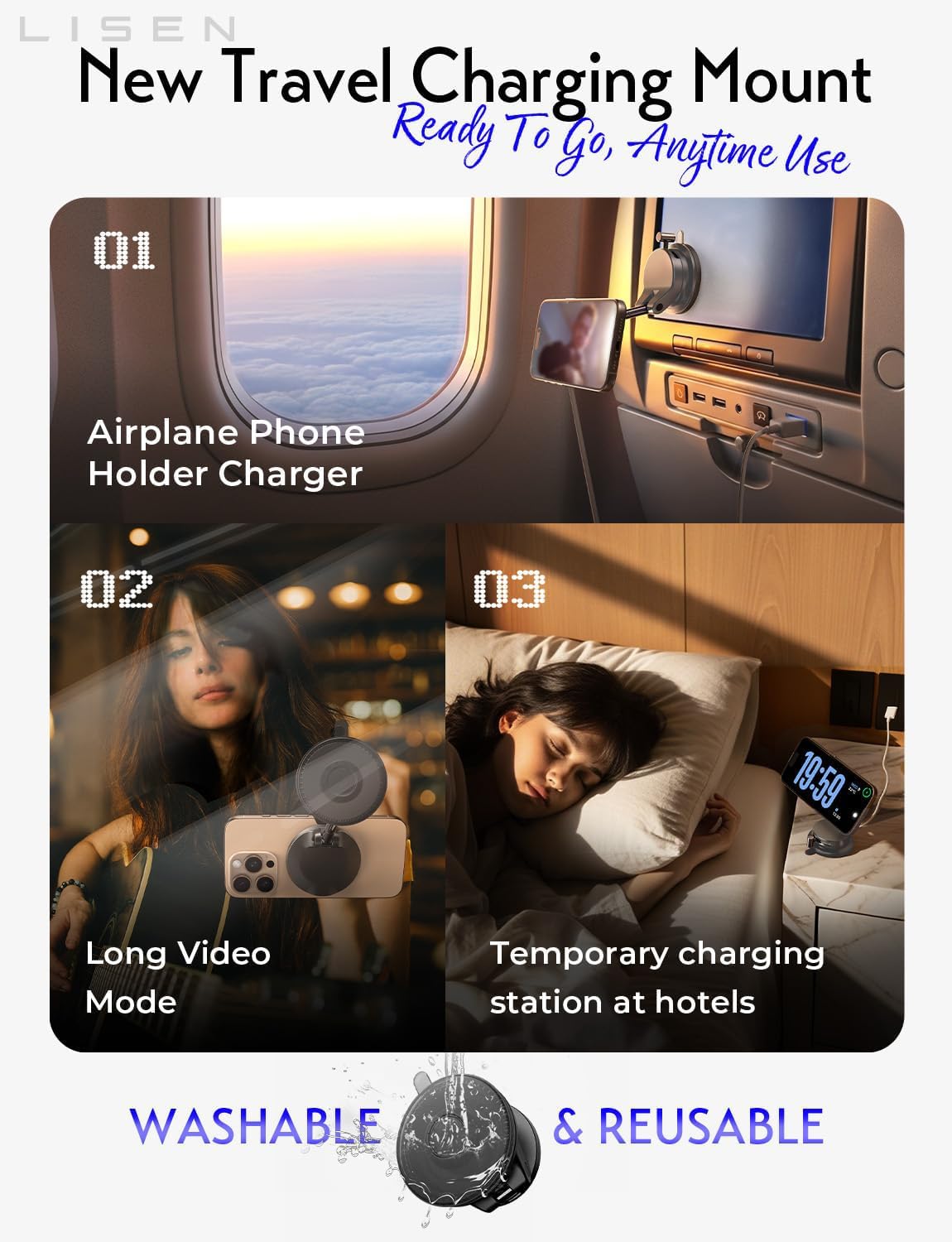 LISEN for 15W Magsafe Car Mount Charger, Magnetic Phone Holders for Your Car, Magnetic Wireless Car Charger, Suction Phone Mount for Car Accessories for Truck Jeep for iPhone 17 Pro Max 16 15 14 13 12