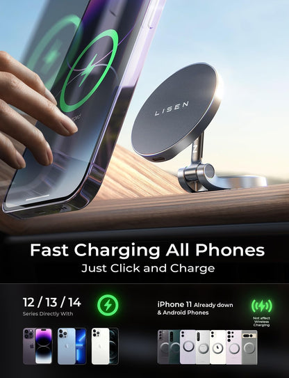 LISEN Mini MagSafe Car Mount Charger[Mini & Fast Charging]