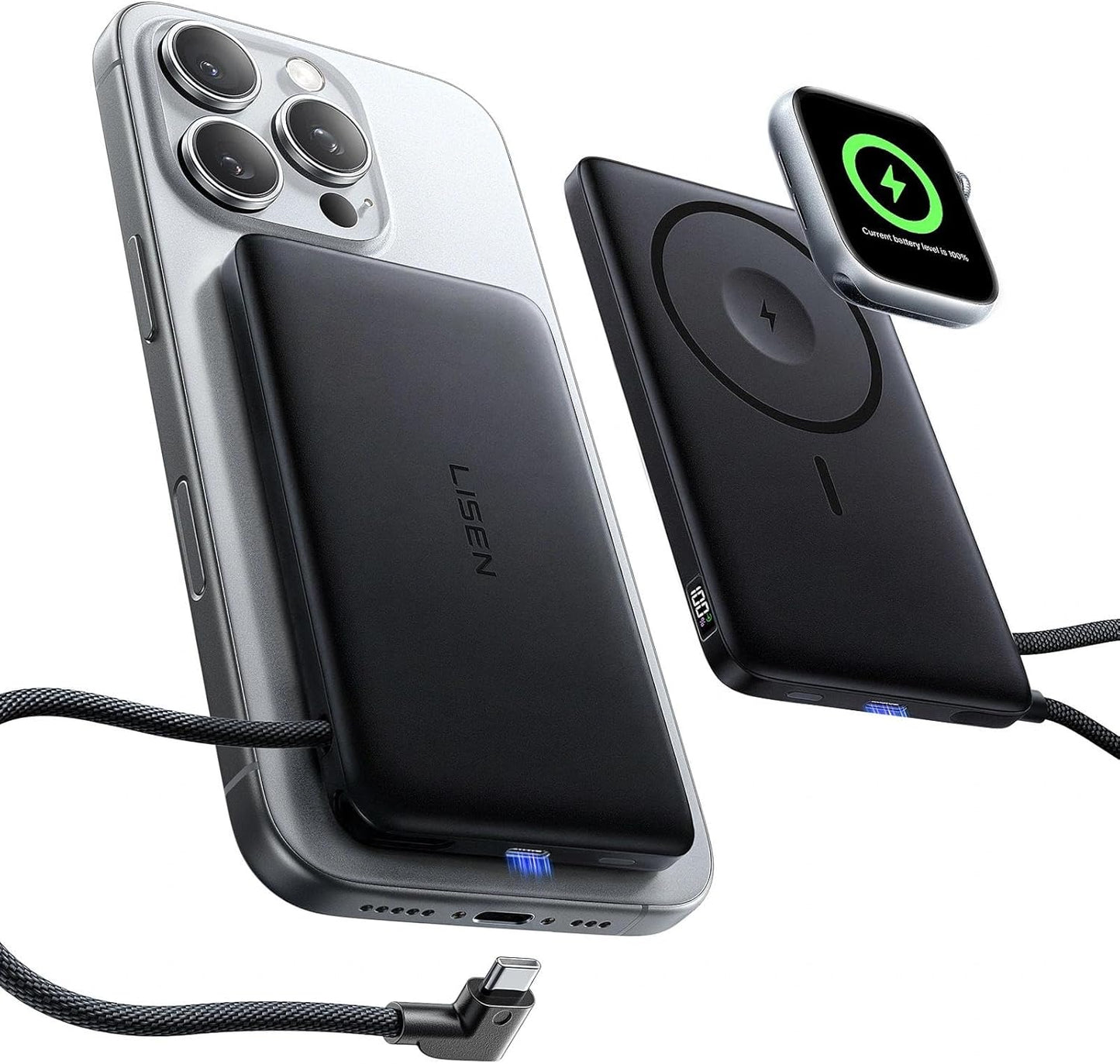 LISEN 0.5'' Ultra Slim MagSafe Power Bank 10000mAh