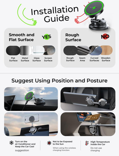 LISEN Qi2.2 25W Magsafe Car Mount Charger