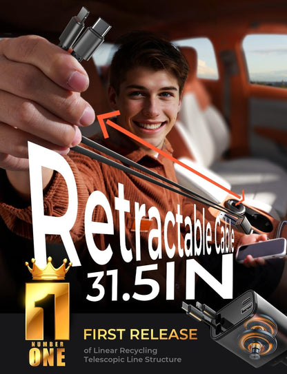 LISEN Retractable 84W Fast Car Charger