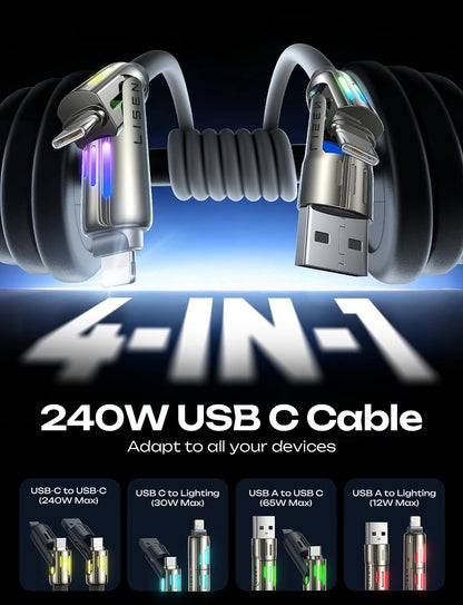 LISEN iPhone 17 240W 4-in-1 USB-C Cable [6.6FT]