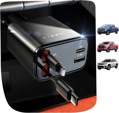 LISEN Retractable 84W Fast Car Charger
