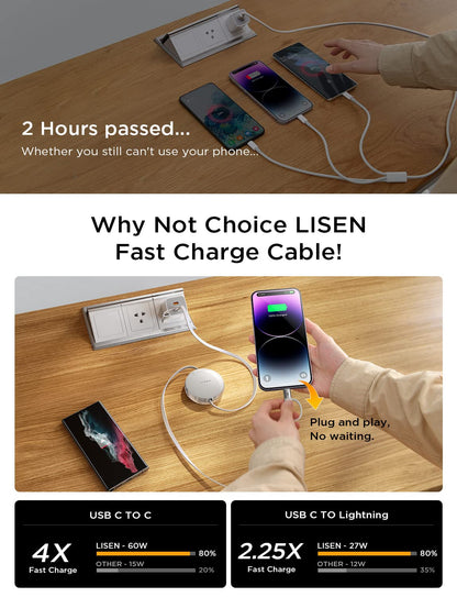 LISEN 3-in-1 Retractable Charging Cable