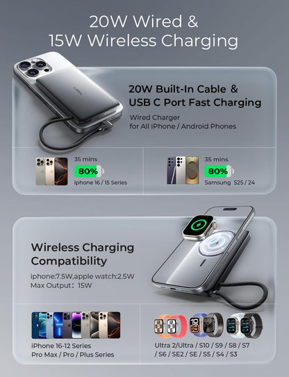 LISEN 0.5'' Ultra Slim 10000mAh MagSafe Power Bank