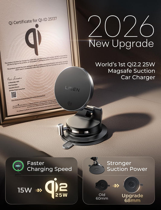 LISEN Qi2.2 25W Magsafe Car Mount Charger