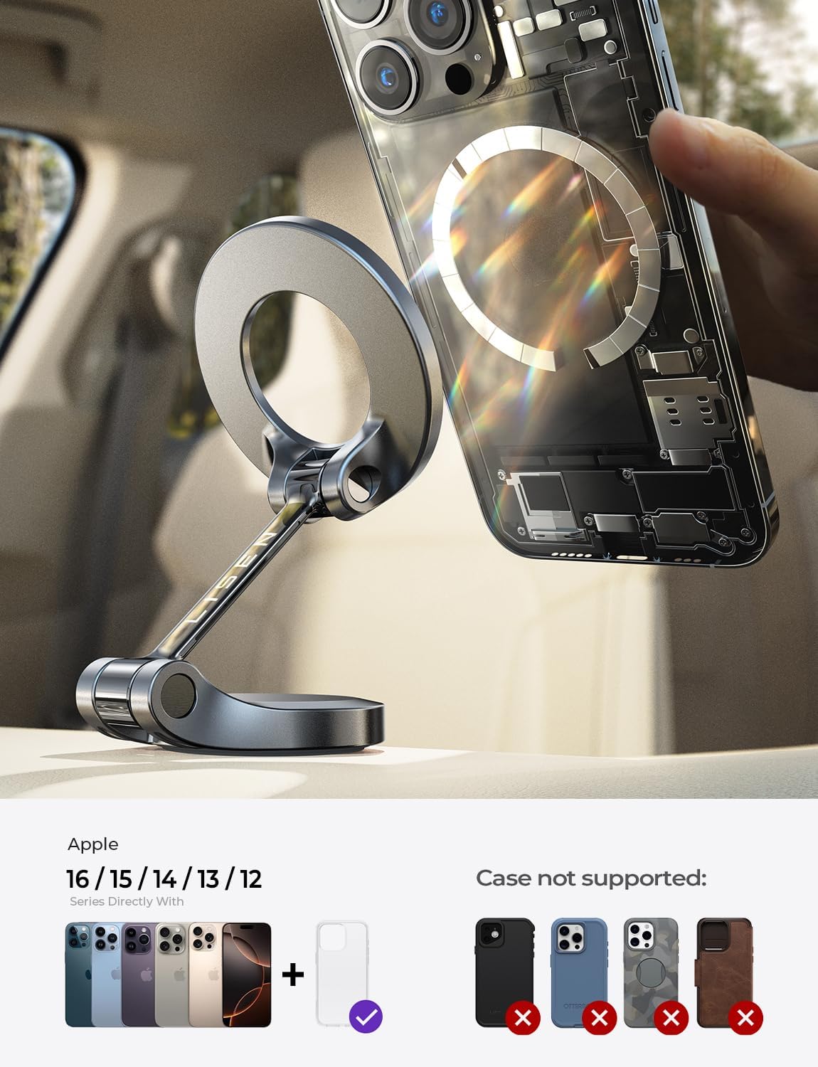 LISEN Mini Magnetic Dashboard MagSafe Car Mount