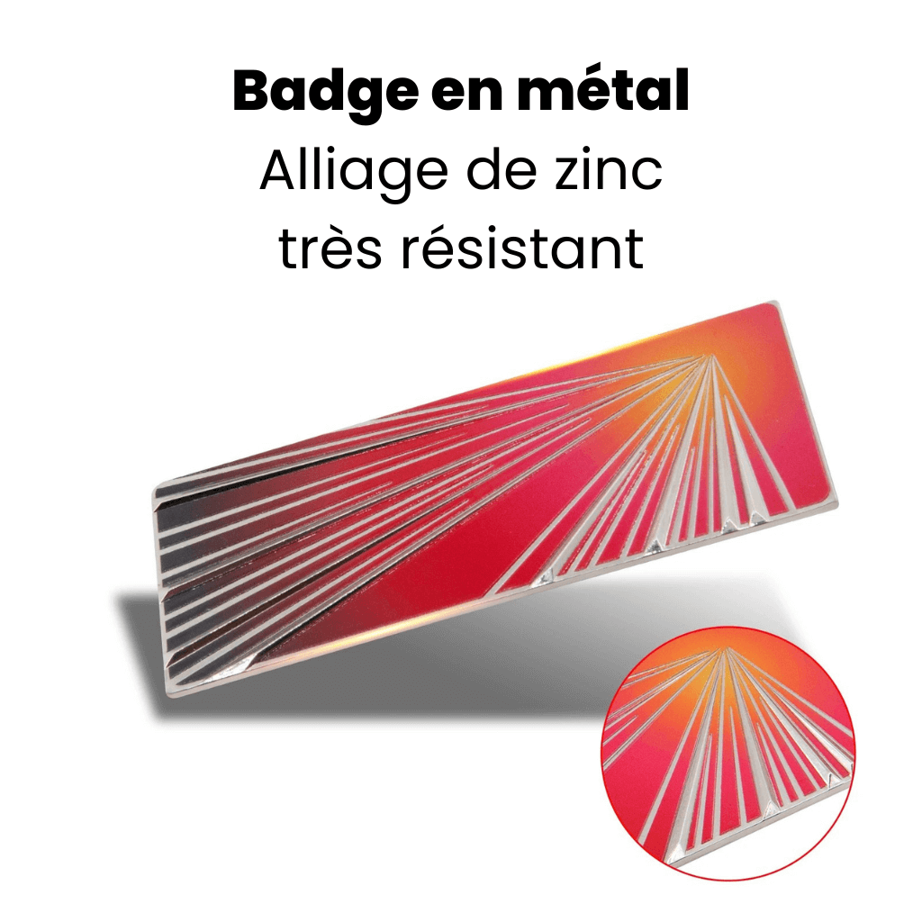 Badge en métal en alliage de zinc très résistant, idéal pour personnaliser votre véhicule.