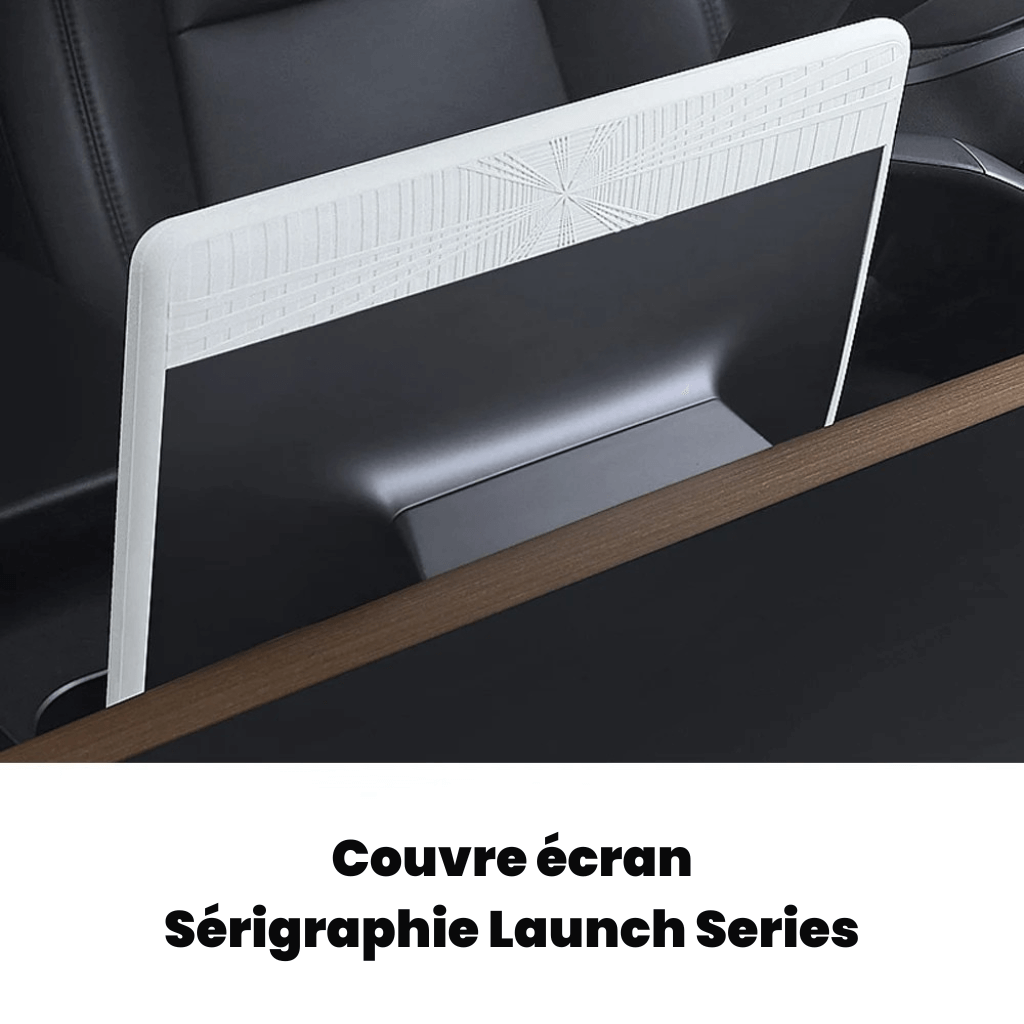 Couvre écran pour Tesla Model Y Juniper 2025, finition sérigraphie Launch Series, protection élégante pour intérieur.